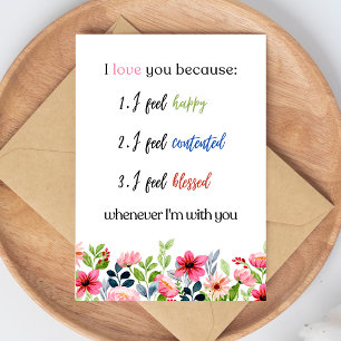 Carte Je T'Aime Parce Que