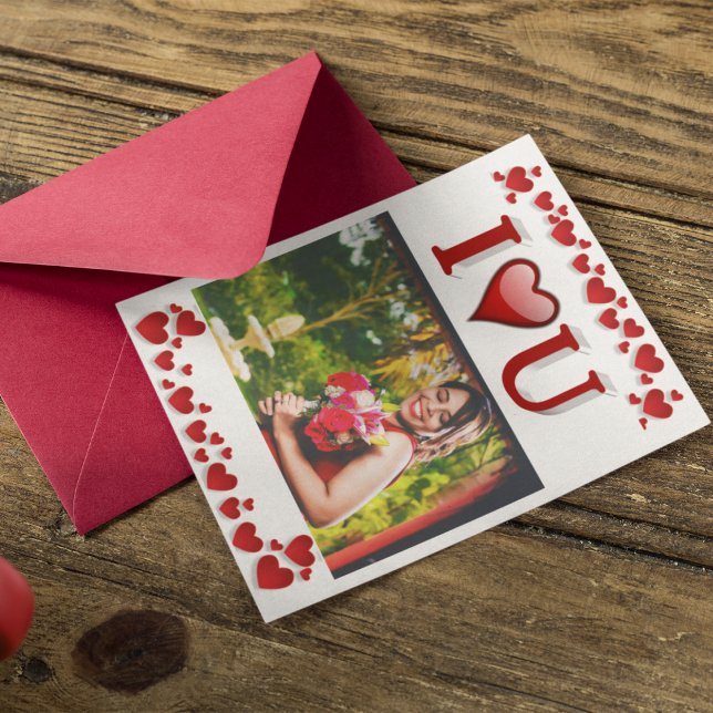 Carte Je t'aime photo de la Saint-Valentin rouge (Créateur téléchargé)
