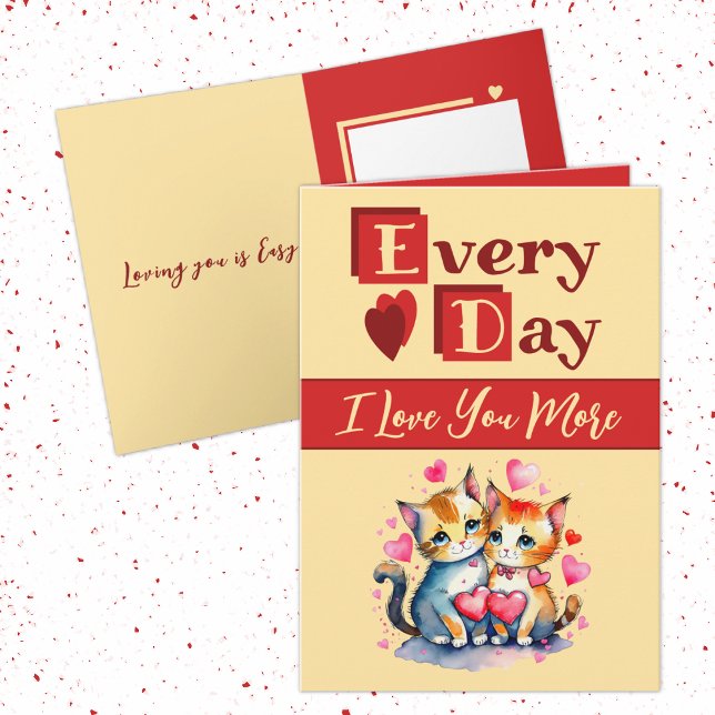 Carte Je t'aime plus chats rouge jaune Valentine (Créateur téléchargé)