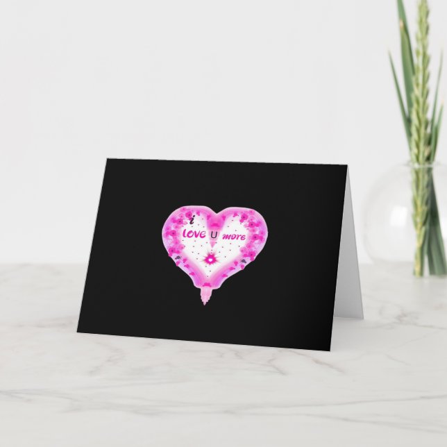 Carte Je t'aime plus cœur rose romantique  (Devant)