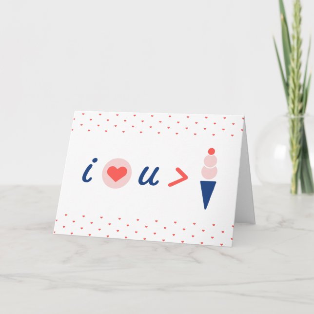 Carte Je t'aime plus que la crème glacée Saint-Valentin (Devant)