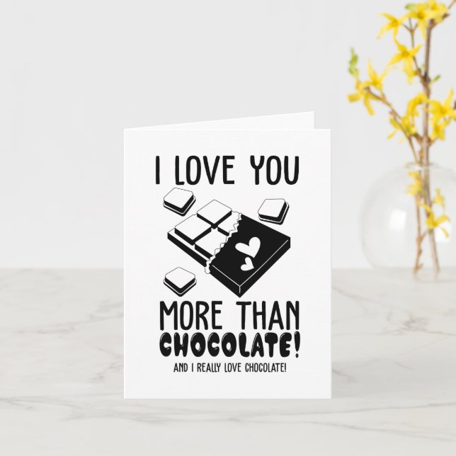 Carte Je t'aime plus que le chocolat noir et blanc (Fleur jaune)