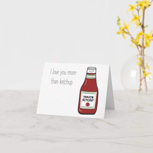 Carte Je t'aime plus que le ketchup (Fleur jaune)