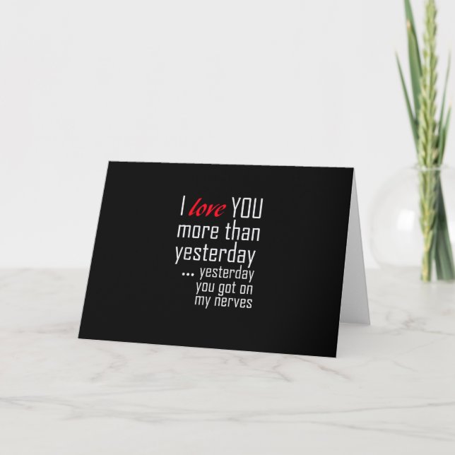 Carte Je t'aime plus qu'hier Design romantique  (Devant)