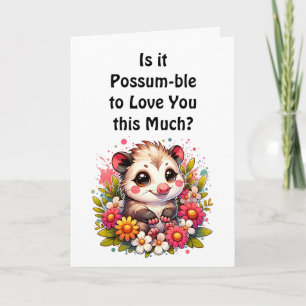 Carte Je t'aime   Possum mignon romantique et dragueur