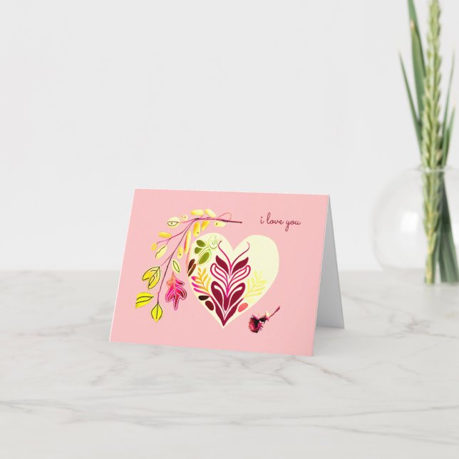 CARTE JE T'AIME RÉTRO BOHO CŒUR EN FORME DE VALENTINE'S (Devant)