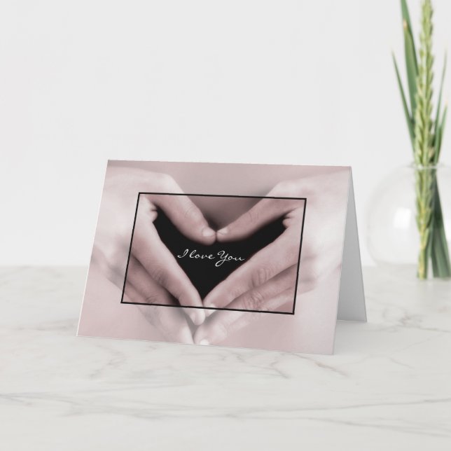 Carte Je T'Aime Romantique Mon Coeur Est Entre Tes Mains (Devant)