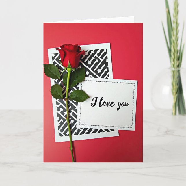 Carte Je T'Aime Rose (Devant)