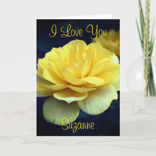 Carte Je t'aime rose jaune personnalisée 