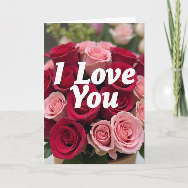 Carte Je T'Aime Roses Rouges Roses Roses (Devant)