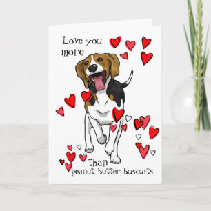 Carte Je t'aime Saint-Valentin Beagle au beurre de cacah