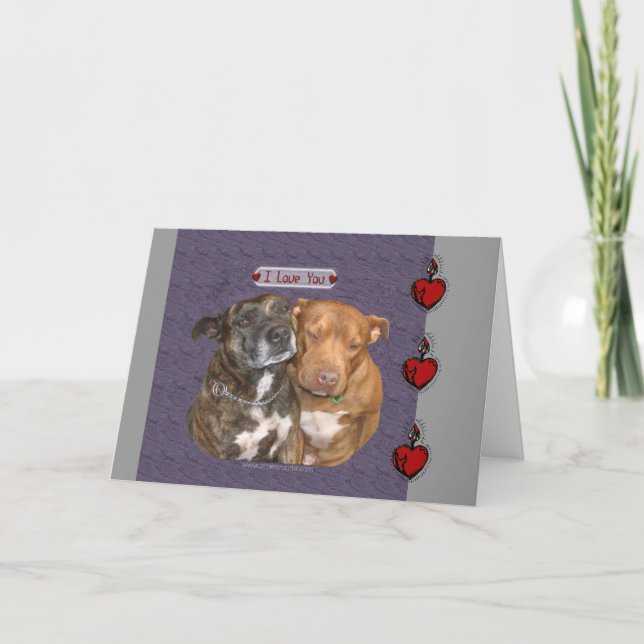 Carte Je t'aime se blottir Staffys (Devant)