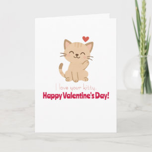 Carte Je t'aime ton chat pour la Saint-Valentin
