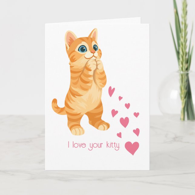 Carte Je t'aime ton chat pour la Saint-Valentin (Devant)