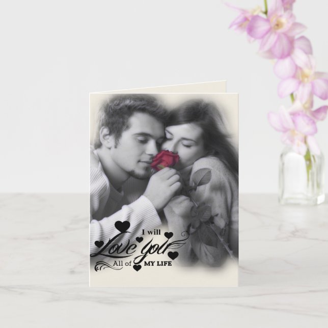 Carte Je t'aime toute ma vie - Couple à la rose rouge (Orchidée)