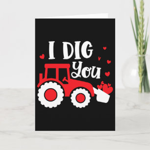 Carte Je t'aime Tracteur Construction Cœur Amoureux Sain