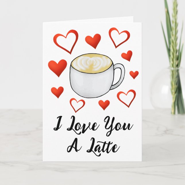 Carte Je t'aime Un amateur de café en latte Saint-Valent (Devant)