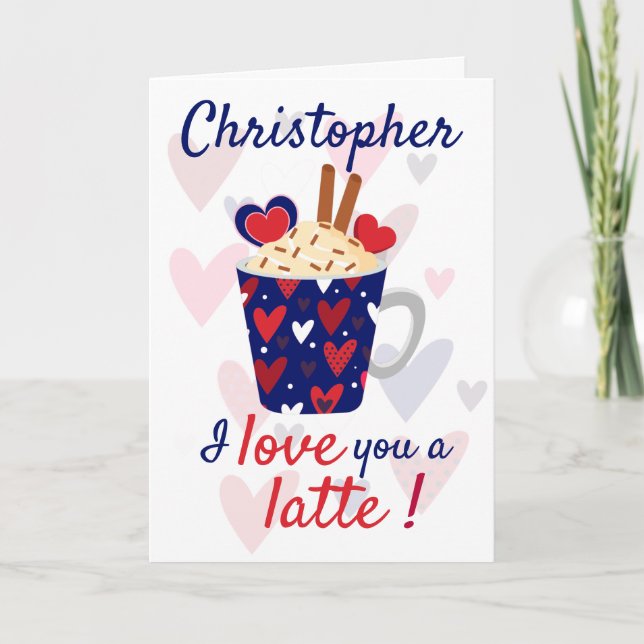 Carte Je T'Aime Un Latte ! Blue Valentines drôle (Devant)