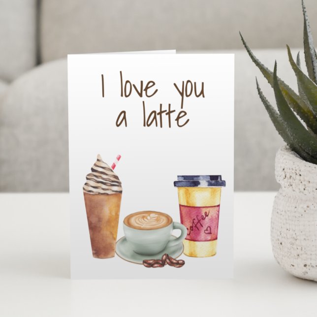 Carte Je t'aime un Louvain de café Latte Valentine (Créateur téléchargé)