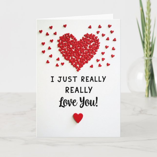 Carte Je T'aime Vraiment Coeur Paillettes (Devant)