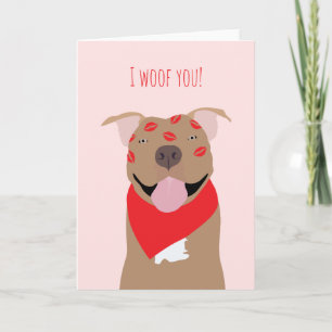 Carte Je te woof Bouledogue Américain marques de bisous