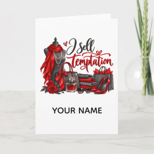 Carte Je vends la tentation – Cadeau drôle pour boutique
