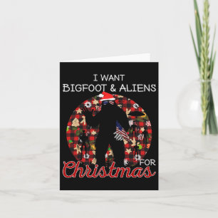 Carte Je Veux Bigfoot & Aliens Pour Noël Funny Re