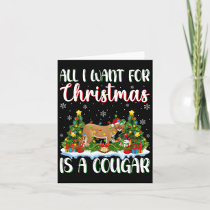Carte Je Veux Pour Noël Est Un Cougar Xmas Lumières Arbr
