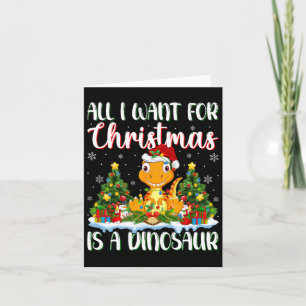 Carte Je Veux Pour Noël Est Un Dinosaure Lumière Arbre D