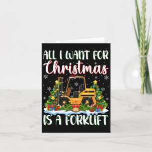 Carte Je Veux Pour Noël Est Un Forklift Xmas Tree Light