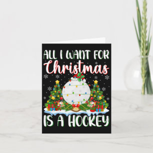 Carte Je Veux Pour Noël Est Un Hockey Joyeux Arbre