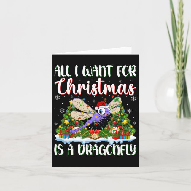 Carte Je Veux Pour Noël Est Une Dragonfly Xmas Tree Ligh (Devant)