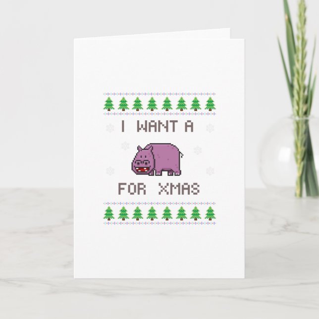 Carte Je veux un hippo pour Noël (Devant)