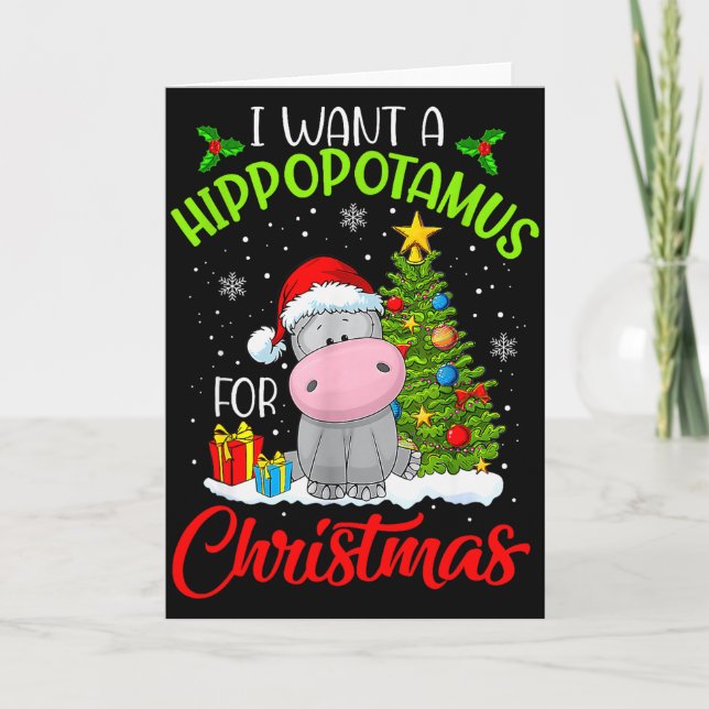 Carte Je veux un hippopotame pour Noël (Devant)