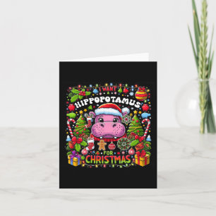 Carte Je Veux Un Hippopotame Pour Noël Hippo Xmas Cos