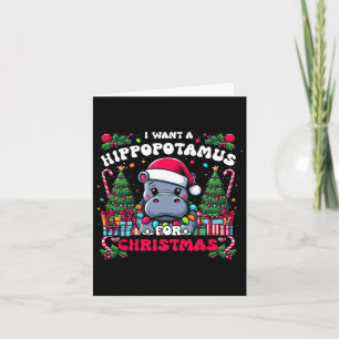 Carte Je Veux Un Hippopotame Pour Noël Hippo Xmas Cos