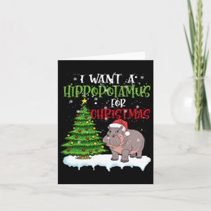 Carte Je Veux Un Hippopotame Pour Noël Mignonne