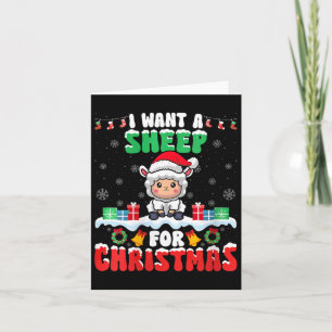 Carte Je Veux Un Mouton Pour Noël - Moutons Père Noël X