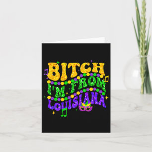 Carte Je viens de Louisiana Mardi Gras Fleur De Lis Fat