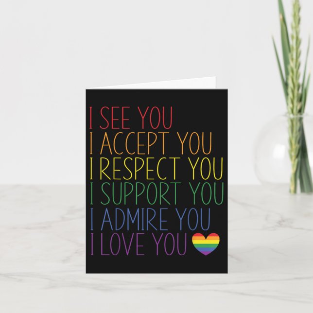 Carte Je Vois Accepter Respect Support Admire Aimer You  (Devant)