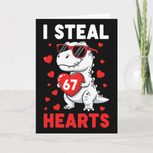 Carte Je vole 67 cœurs drôle 67 Saint-Valentin dinosaure