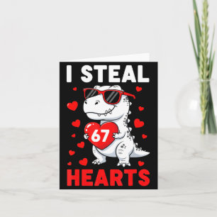 Carte Je vole 67 cœurs drôle 67 Saint-Valentin dinosaure