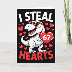 Carte Je vole 67 cœurs Drôle 67 Saint-Valentin Dinosaure