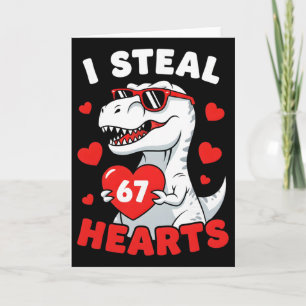 Carte Je vole 67 cœurs Drôle 67 Saint-Valentin Dinosaure