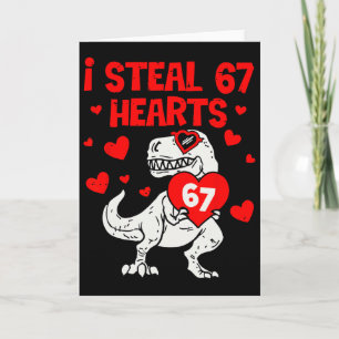 Carte Je vole 67 cœurs Six Sept Saint-Valentin Dinosaure