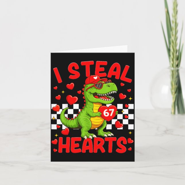 Carte Je vole des cœurs 67 Saint-Valentin 67 Dinosaure T (Devant)