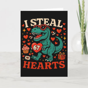 Carte Je vole des cœurs 67 T-rex de la Saint-Valentin dr