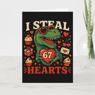 Carte Je vole des cœurs 67 T-rex de la Saint-Valentin dr