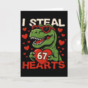 Carte Je vole des cœurs 67 T-rex de la Saint-Valentin dr