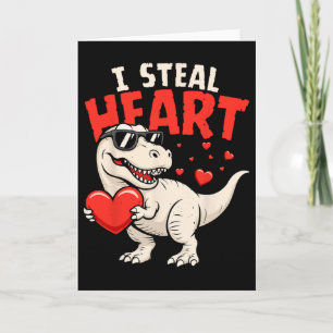Carte Je vole des cœurs Dinosaures Saint-Valentin pour g